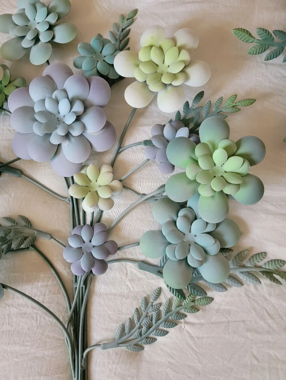 Mint Green Pastel Succulent Metal Floral Bouquet